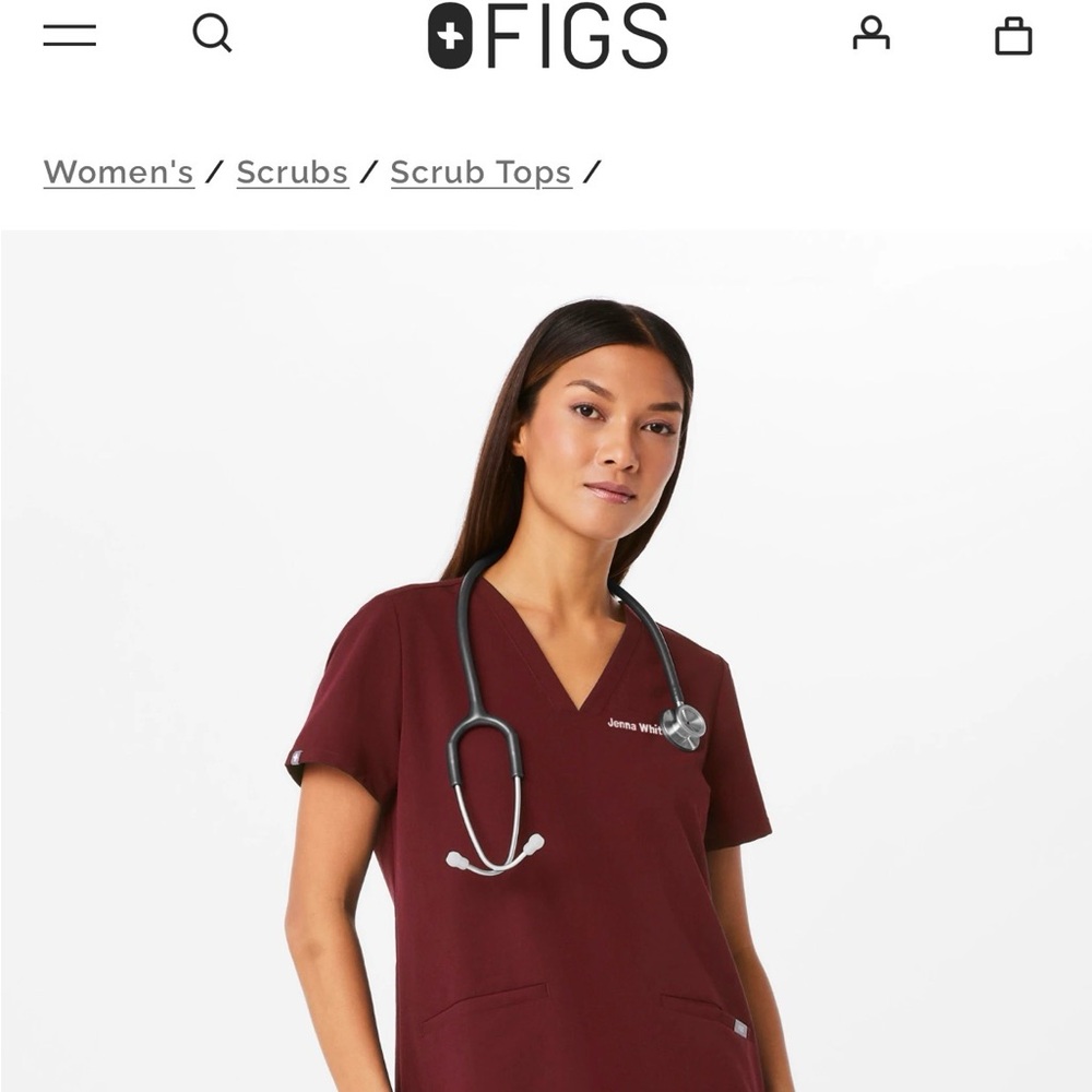 Figs Women's Top in Burgundy